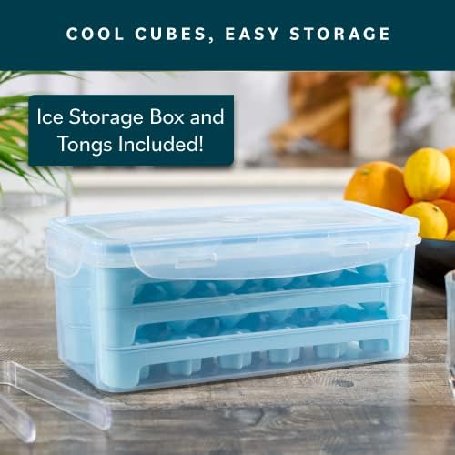 Bandeja de gelo 51 -PCS - Bandejas de cubo de gelo para conjunto de freezer de 3 formas com caixa de trava - bandejas de gelo para freezer, bandeja de cubo de gelo de silicone, moldes de cubo de gelo de silicone, molde de cubo de gelo redondo, moldes de cubo de gelo para coquetéis