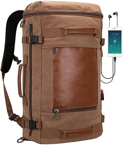 Witzman Travel Mackpack com USB Charging Port Large Carry On Canvas Backpack Duffel Balgage Fit Fit Fitle Laptop para homens