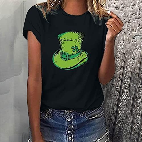 Chapéu verde Tshirts impressos para mulheres 2023 St Saint Patricks Day Moda Moda Crewneck Tops Casual Bloups Comfy