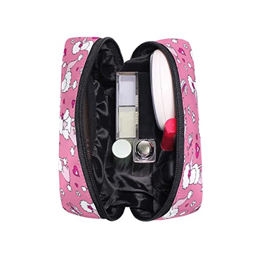 Derlonkaje Bolsa de maquiagem Travel portátil Cosmética Pink Poodle Bolsa de higiene pessoal Acessórios Caso Ferramentas