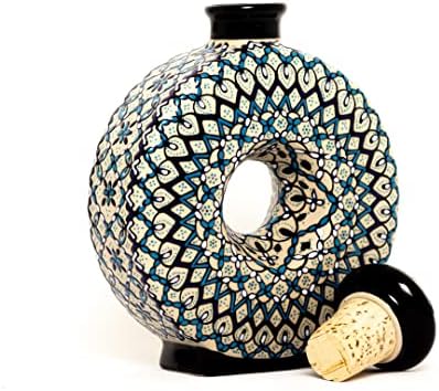 Decanter de licor de cerâmica pintado à mão: autêntico decanter de um estilo artesanal único, de 32 oz, tequila, uísque,