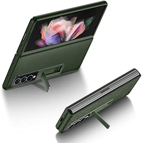 Para Samsung Galalxy Z Fold 3 5G 2021 Case com Kickstand, capa protetora de couro fino compatível com Samsung Galaxy Z Fold 3 5G 2021