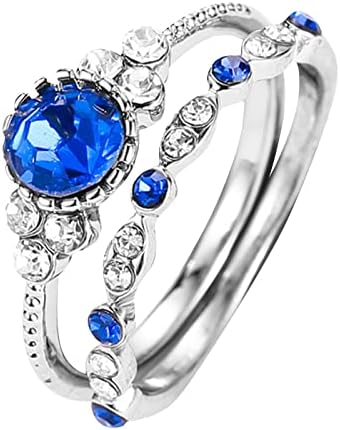 Anel de noivado para mulheres anéis de casamento prateado 2 peças Promise Promise Anings para seu anel de diamante retro -cúbico de zirconia