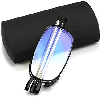 Óculos de leitura dobrável portátil com estojo anti -azul bloqueando leitores compactos de bolso compacto