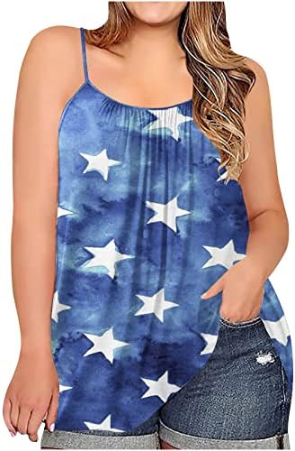 2023 SLIP SPAGHETTI SPAGHETTI Cotton American Flag Graphic Blouse Shirt para mulheres