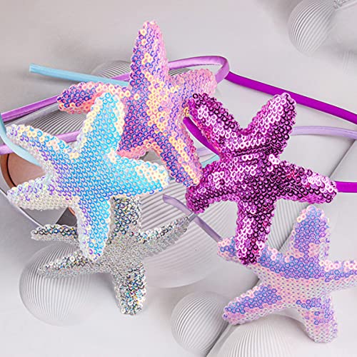 Faixa de cabeça estrela Star Glitter Hair Band Starfish Lantejar acessórios para cabelo feminino Mulheres Aniversário Festa