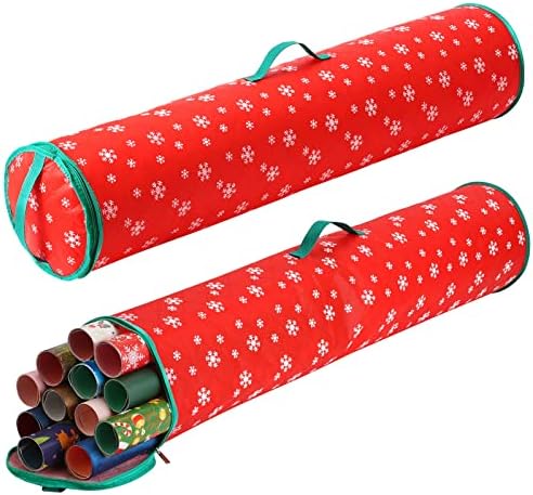 Phedrew 2pack espessado de presente de papel de embrulho de papel saco de armazenamento encaixa em rolos de até 40 - embrulhadores de presente de natal contêiners sob cama embrulhando papel de armazenamento de armazenamento Organizador