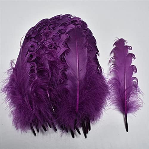 Zamihalaa 20-100pcs/lote penas de ganso encaracoladas 13-18 cm de penas diy para bordas halloween natal de casamento trajes de chapéu de chapéu decorativo - vermelho roxo - 100pcs