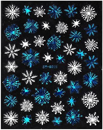 Adesivo de unhas de natal duas cores azul branco floco de neve de natal árvore de Natal 3d adesivo unhas acrílico formas de unhas