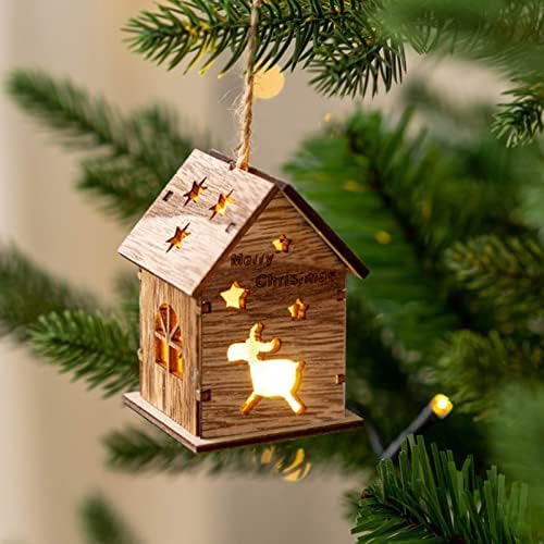 Casa de madeira luminosa de Natal Decoração de Natal LED LEITO DIY CALET DE MADEIRA DO DIY PARA ANDAR ANDAR ANDAR DO CRIANÇA