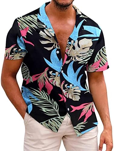 Camisetas elegantes para homens, 2023 camisas florais havaianas masculinas Button Down Down Holiday Beach Circhas de verão