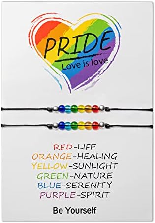 VERRH ​​2PCS LGBT BRACELES DE ARVAGEM, PULHEGEL DE MAIS PRIDENTE GAY, Bracelete de amor ajustável é Love Bracelet Pride, Peace