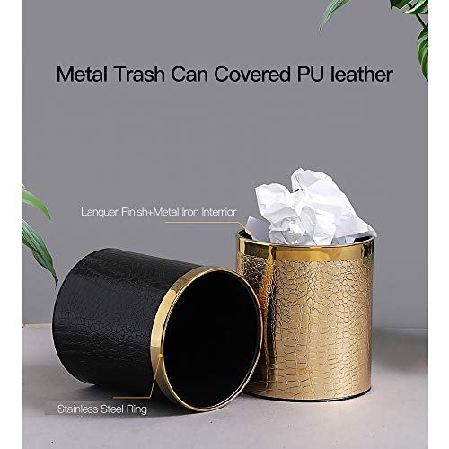PU Leather Marble Texture Lixo latas de papel cesta de papel, lixeira para banheiro, sala de estar, escritório e