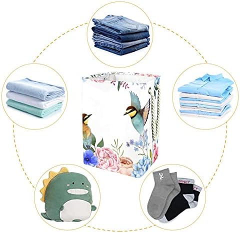 Padrão de pássaro Incomer Grande lavanderia cesto cesta de roupas prejudiciais à prova d'água para o organizador de brinquedos de roupas, decoração para o banheiro do quarto
