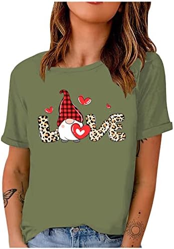 Camisas dos namorados para mulheres xadrez xadrez leopardo amor corações camiseta gnome gnome heart tee de manga curta