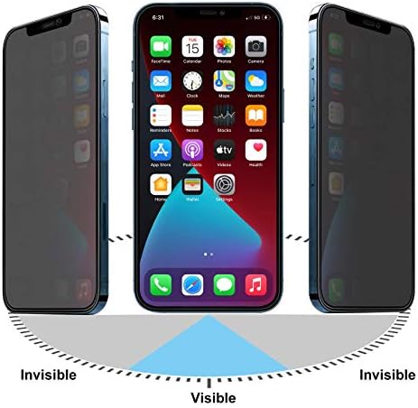 Protetor de tela de privacidade fosco keegud para iPhone 12 Pro /12 vidro temperado [anti -espião] [anti -brilho] [impressões