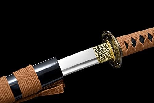 Jihpen Sword - Katana curto, espada de Wakizashi japonesa feita à mão 1045 aço carbono Tang completo -31in