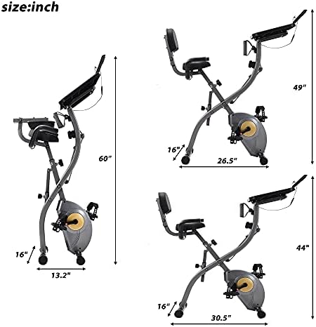 Bicicleta de bicicleta de exercício dobrável de bicicleta de bicicleta interna de ciclismo 8 níveis resistência magnética ajustável com confortável porta -comprimidos de almofada de assento para treino em casa e equipamento de exercício de escritório