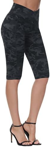 Treino de joelho feminino Caprass Leggings Cross Waist