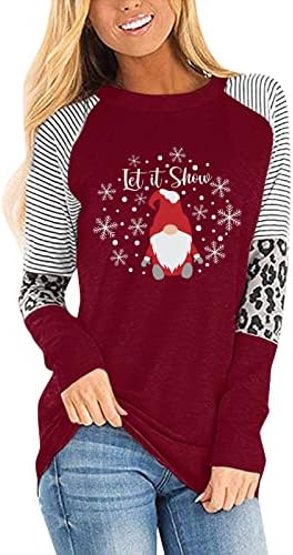 Camisa de Natal casual para mulheres, tee gráfico fofo tops Santa Snowflake Imprima Slim Fit Casual Christmas Tree