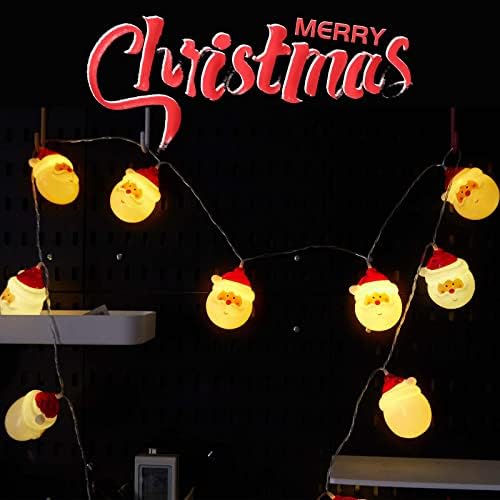 Luzes de corda de cabeça do Papai Noel 20 LED 10 pés de Natal Papai Noel Luzes de cordas de cordas impermeabilizadas Luzes de Natal LED de bateria para a árvore de natal