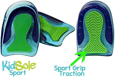 Kidsole Sport Choque absorvendo xícaras leves de salto de gel para crianças com saltos sensíveis, esporas de calcanhar, fascite plantar ou dor no tornozelo