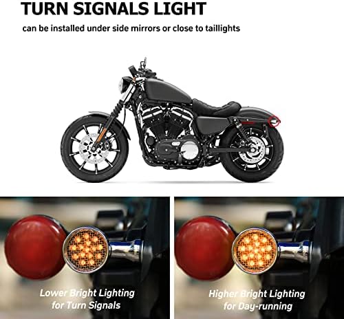 WTZMOTO 2PCS Luzes de sinal de giro de motocicleta - 12V Sinais de giro frontal e traseira de marcadores de 12V compatíveis com Harley