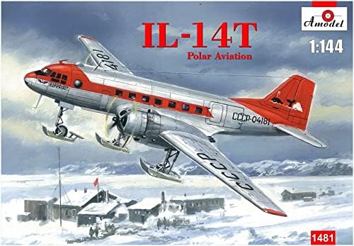 Um modelo AM1481 1/144 Illyushin IL-14t Crate Transporte Polar Modelo de Plástico