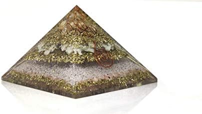 Orgonite Shop ite, Crystal Quartz, Pirâmide orgona de folha de ouro para proteção EMF | Cristais de cura | Pirâmide de meditação