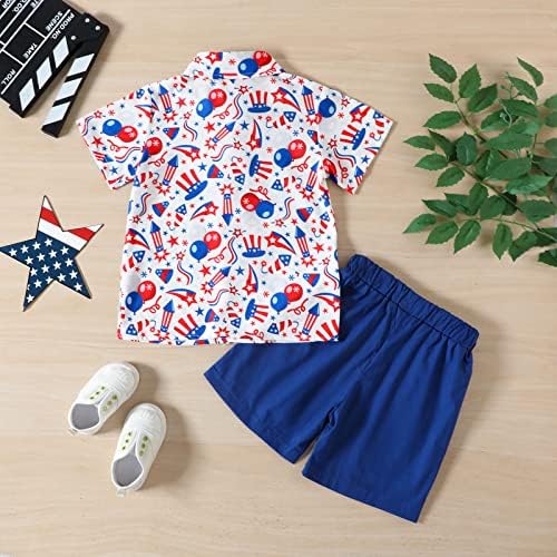 Boys da criança meninos curtos Independence Day 4 de julho Prints de desenhos animados camiseta tops shorts crianças crianças roupas