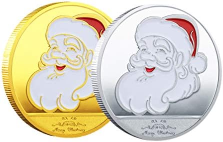 AMOSFUN 2PCS Christmas Desafio Coins Silver Papai Noel