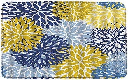 Banho azul amarelo tapa dahlia flor floral colorido crisântemo abstrato natureza spring erva microfibra memória espuma decoração