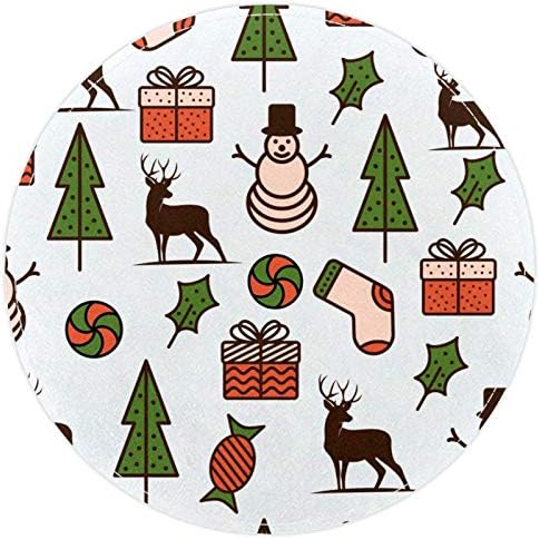 HEOEH Feliz Natal tema, capacho sem deslizamento de 15,7 de tapete redondo tapetes tapetes tapetes para crianças quarto