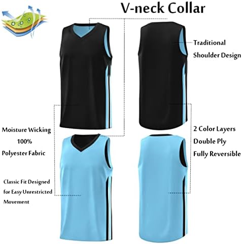 KXK Men's Blank Reversible Basketball Jersey Team Uniform Athletic Hip Hop Basketball Shirts S-4xl