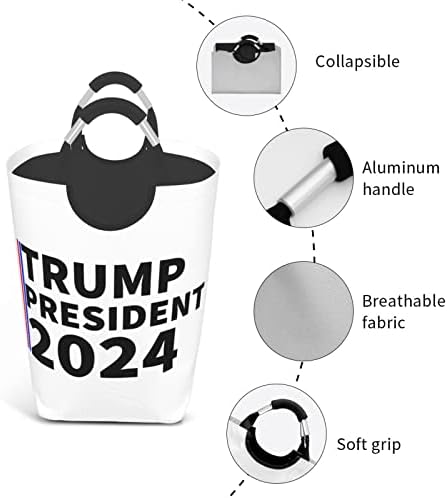 YRUOOUT Presidente Trump 2024 Cesta de lavanderia Lavanderia Lavanderia Bolsa de Lavanderia Lata de Lavagem à prova d'água com alças