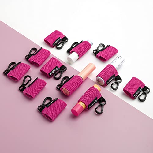 Homakover 12 pacote compacto clipe-on Chapstick Holder Keychain em 12 cores, mangas labiais com clipe, se encaixa na maioria dos protetores