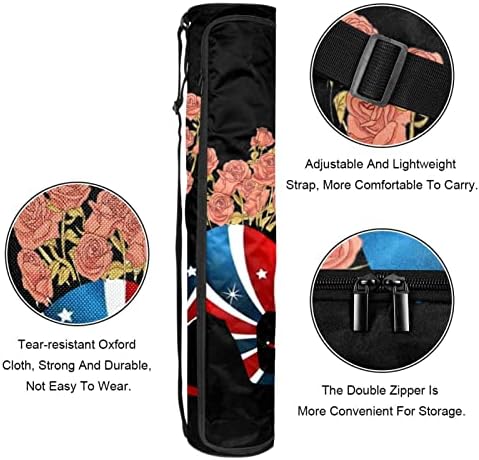 Australia Flag Kangaroo e Red Rose Yoga Mat Bags Full-Zip Yoga Carry Bag para homens, Exercício de ioga transportadora com cinta ajustável
