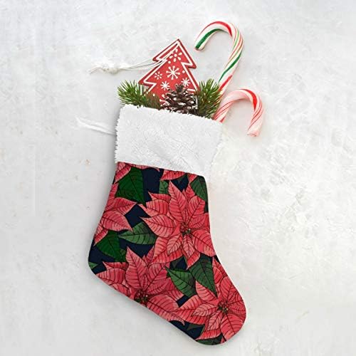 Meias de natal alaza poinsettia flor clássico clássico personalizado decorações de meia para férias em família Conjunto de decoração