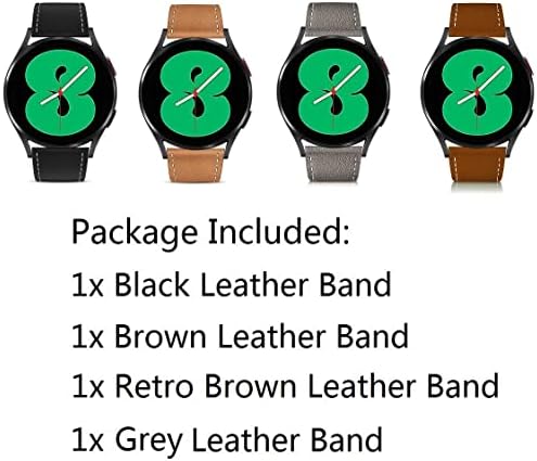 （4 pacote） faixa de couro G.P para Galaxy Watch 5 Pro 45mm/4 Classic 46mm 42mm Bandas, 20mm Relógio Strap compatível