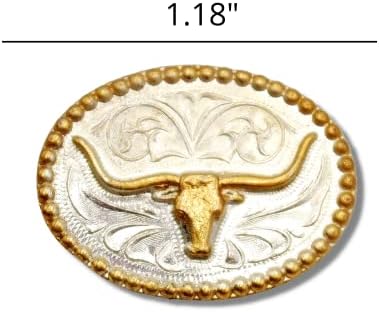 Concho redondo de prata e ouro Longhorn, Texas inspirou conchos com encerramento SNAP para sela ou cinto de couro, acessórios ocidentais