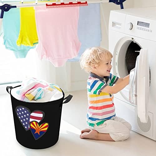 Corações entrelaçadas American Arizona Estado Bandeira dobrável Cesta de cesta de armazenamento cesto cesto de lavanderia grande