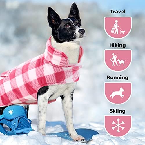 Casaco de inverno de cachorro aconchegante de Kuoser, jaqueta de cachorro à prova de vento britânica estilo xadrez frio cã
