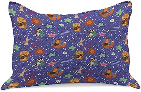 Ambsosonne Animal malha de colcha de travesseiros, engraçado desenho animado zoológico estrela racon racmão rabbit fox orquestra