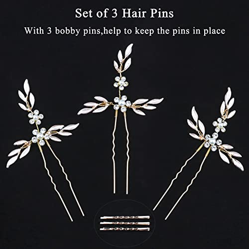 Sppry pinos de cabelo de casamento - elegantes acessórios de cabelo de cristal de folhas de pérola para mulheres nupciais