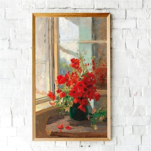 Dlvkhkl tamanho grande pintado à mão Flores vermelhas paisagem grossa de tamanho grande pintura a óleo decoração da sala de estar da