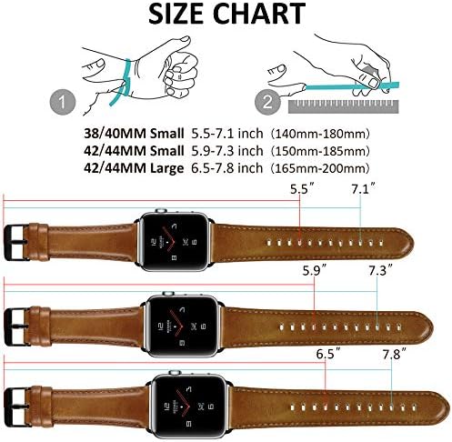 UMAXGET Compatível com Apple Watch Series 3 Band 44mm 38mm 40mm 42mm, bandas de substituição de couro genuíno clássicas com conector