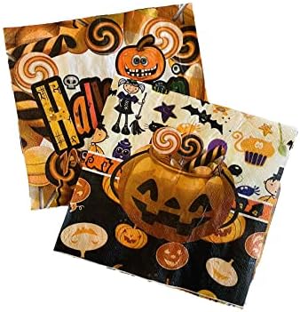 Guardanapo de abóbora laranja engraçado, decorações de Halloween Supplies de festas de Halloween Dinnertuable Dinnerware