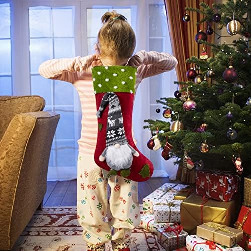 Sabedas de Natal de Habibee Conjunto de 3 com Design 3d Papai Noel 18 polegadas de tamanho grande meia de Natal para férias em família Decoração de casa de festa de Natal para árvore de Natal e lareira