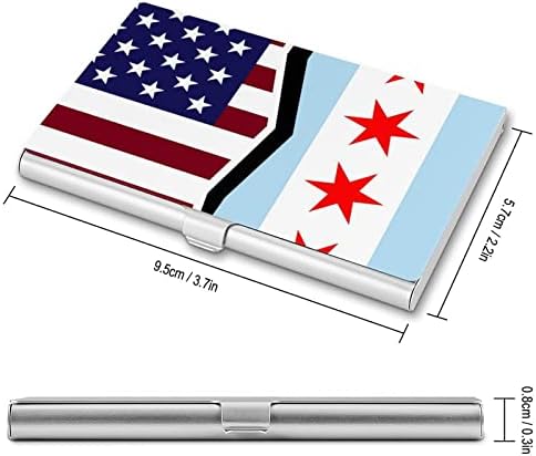 American e Chicago Flag Nome Business Case Funny Id Card Card Pocket para homens Mulheres