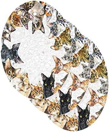 Alaza Cats cria vários gatinhos aquarela esponjas naturais de cozinha esponja esponjas para pratos para lavar banheiros e limpeza doméstica, não-arranhões e ecológicos, 3 pacote